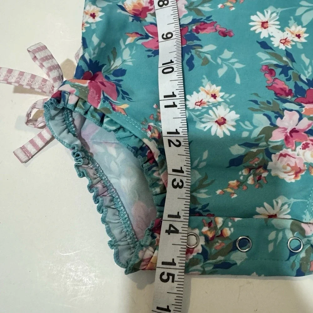 Ruffle Butts One‎ Piece Long Sleeve Swimsuit Rash Guard Floral 12-18 months